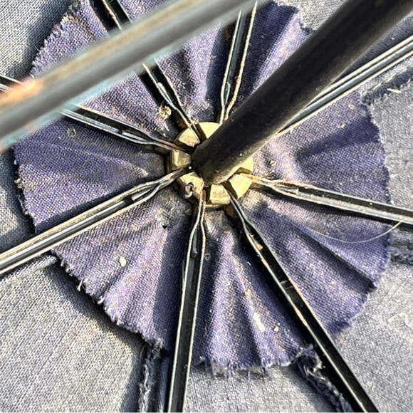 Vintage faded black Parasol with Wooden Handle - Picture 12 of 15